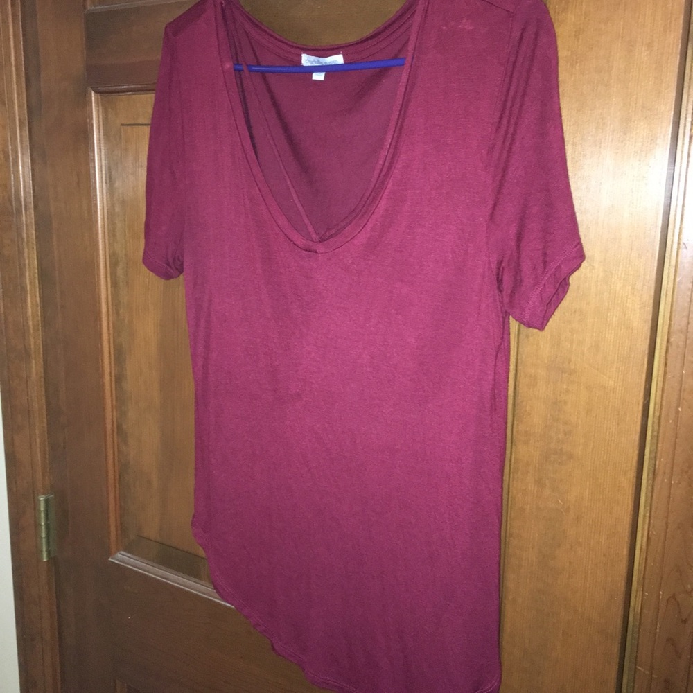 Criss-cross maroon Charlotte Russe t-shirt